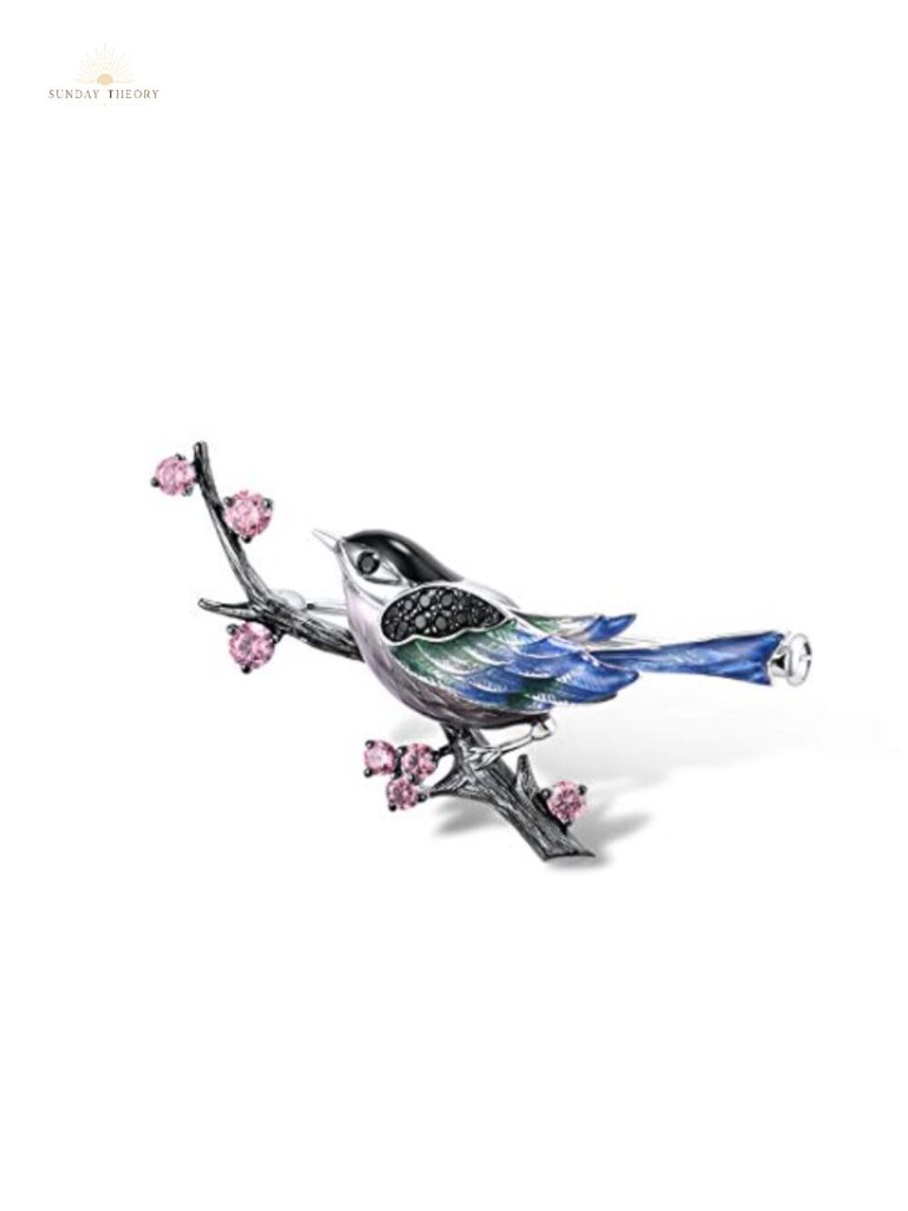925 Sterling Silver Enamel Magpie Brooch Pin Women's Animal Jewelry Gift